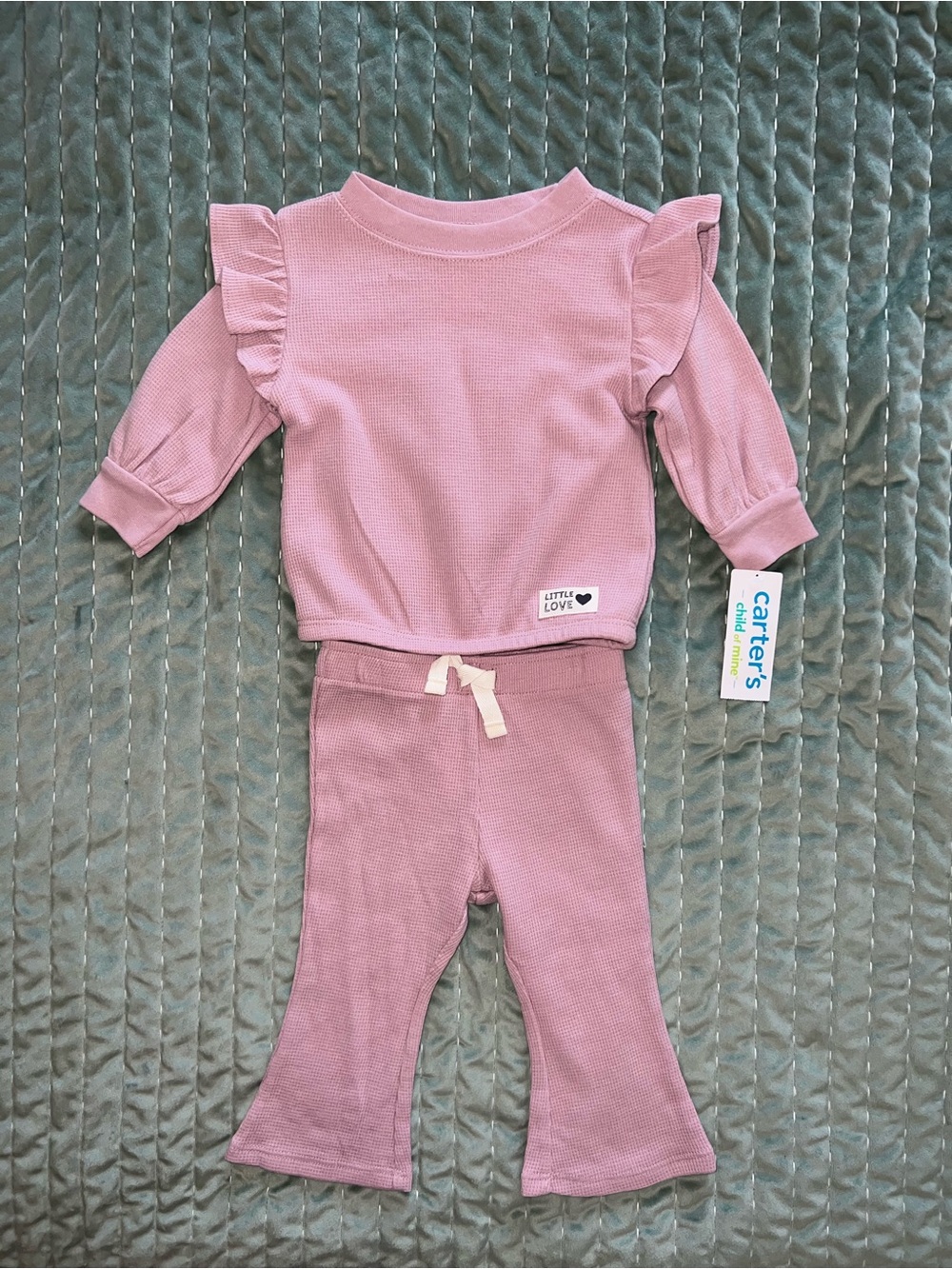 Carter's Little Love Mauve Ribbed Ruffle Two-Piece Set - Kids